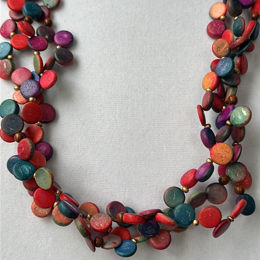 Colorful Boho 3-Stand Beaded Necklace - Picture 3 of 6